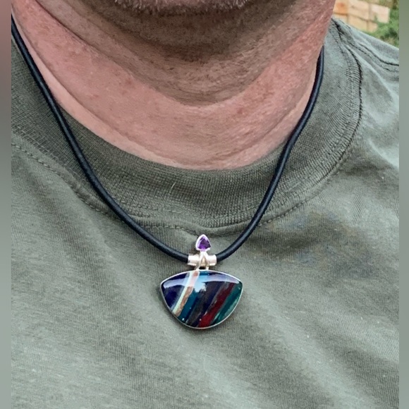 Artisan Surfboard Acrylic & Amethyst Necklace - Picture 4 of 8